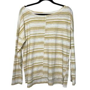 Eddie Bauer Long Sleeve Top Boat Neck Stripe 100% Cotton‎ Preppy Coastal XL